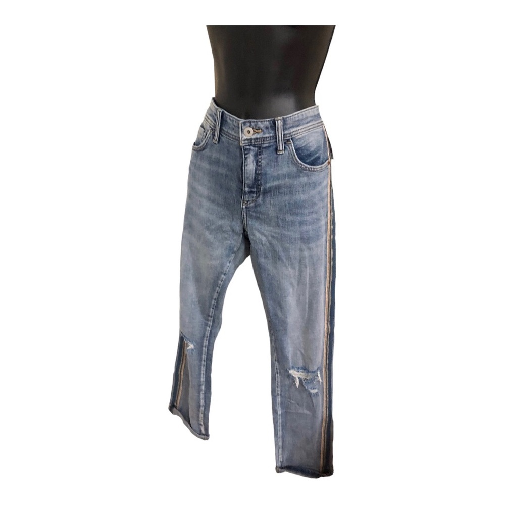 Anthropologie pilcro embroidered side distressed slimβ boyfriend 25β crop jeans